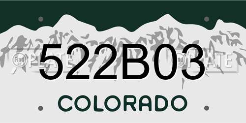 522B03 Colorado License Plate