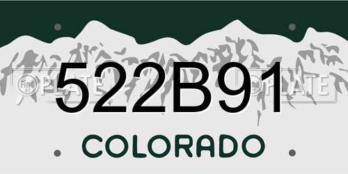 522B91 Colorado License Plate