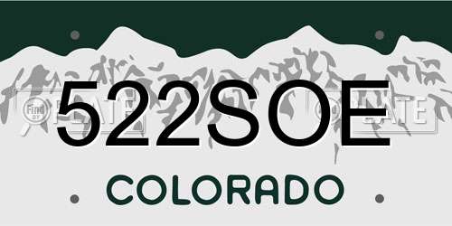 522SOE Colorado License Plate