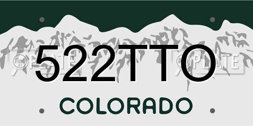522TTO Colorado License Plate