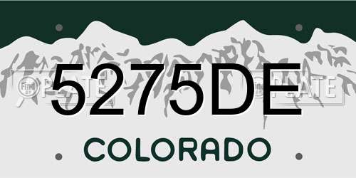 5275DE Colorado License Plate