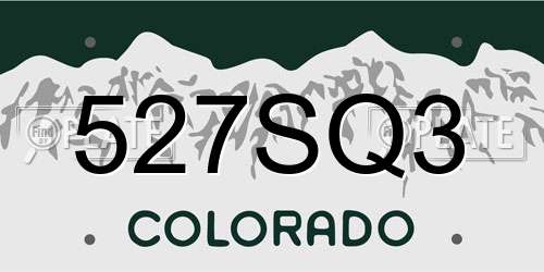 527SQ3 Colorado License Plate