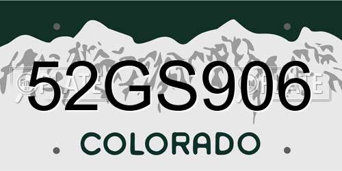 52GS906 Colorado License Plate