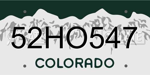 52HO547 Colorado License Plate