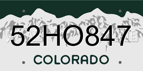 52HO847 Colorado License Plate