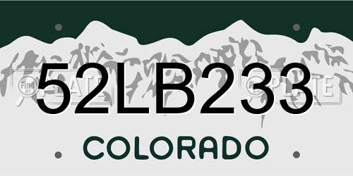 52LB233 Colorado License Plate