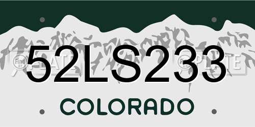 52LS233 Colorado License Plate