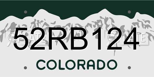 52RB124 Colorado License Plate