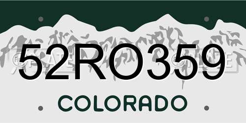 52RO359 Colorado License Plate