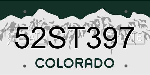 52ST397 Colorado License Plate