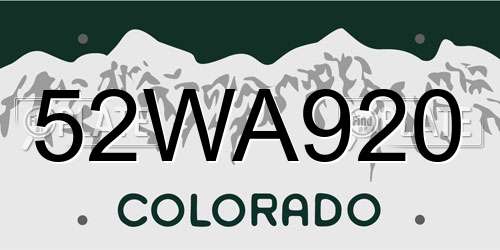 52WA920 Colorado License Plate