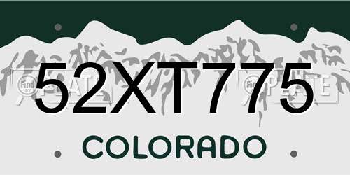 52XT775 Colorado License Plate