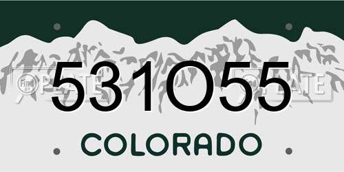 531O55 Colorado License Plate