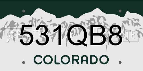 531QB8 Colorado License Plate
