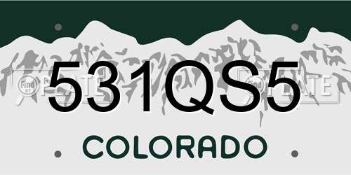 531QS5 Colorado License Plate