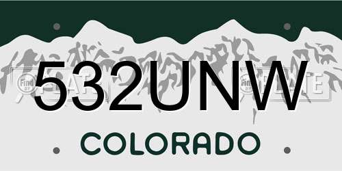532UNW Colorado License Plate