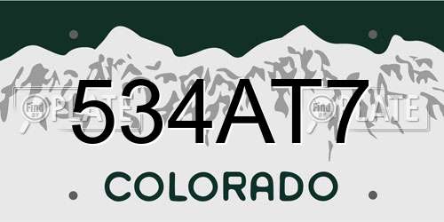 534AT7 Colorado License Plate