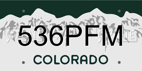 536PFM Colorado License Plate