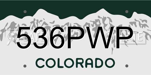 536PWP Colorado License Plate
