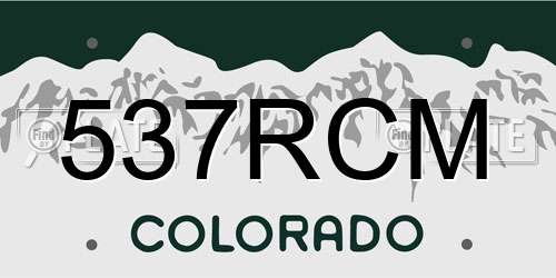 537RCM Colorado License Plate