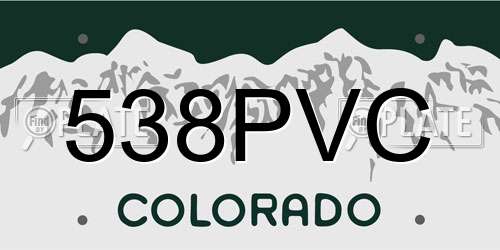 538PVC Colorado License Plate