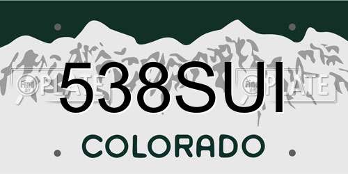538SUI Colorado License Plate