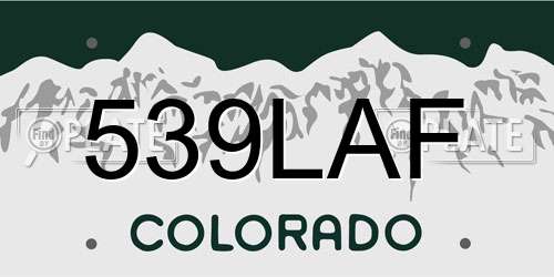 539LAF Colorado License Plate
