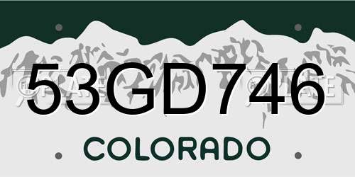 53GD746 Colorado License Plate