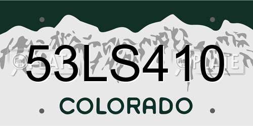 53LS410 Colorado License Plate