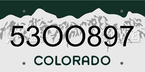 53OO897 Colorado License Plate