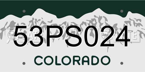 53PS024 Colorado License Plate