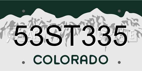 53ST335 Colorado License Plate