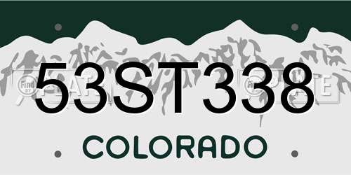 53ST338 Colorado License Plate