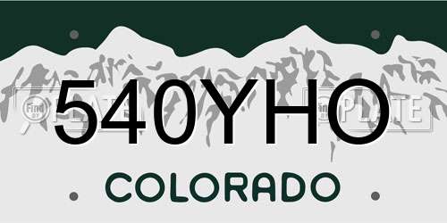 540YHO Colorado License Plate