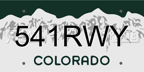 541RWY Colorado License Plate