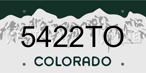 5422TO Colorado License Plate