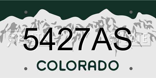 5427AS Colorado License Plate