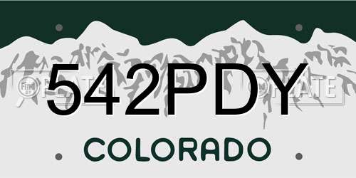 542PDY Colorado License Plate