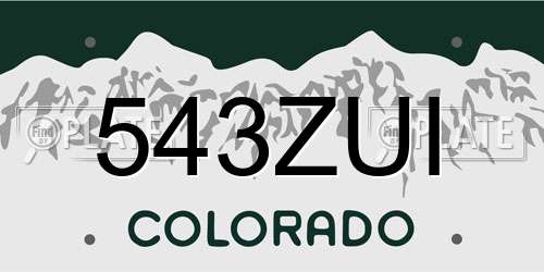 543ZUI Colorado License Plate