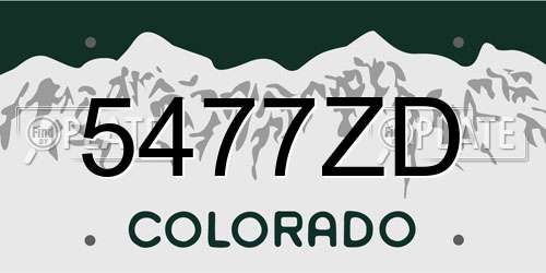 5477ZD Colorado License Plate
