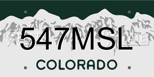547MSL Colorado License Plate
