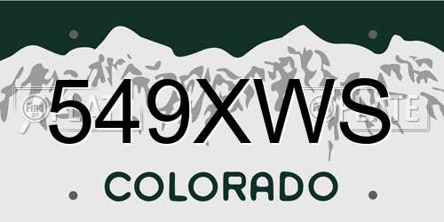 549XWS Colorado License Plate