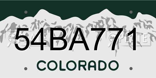 54BA771 Colorado License Plate
