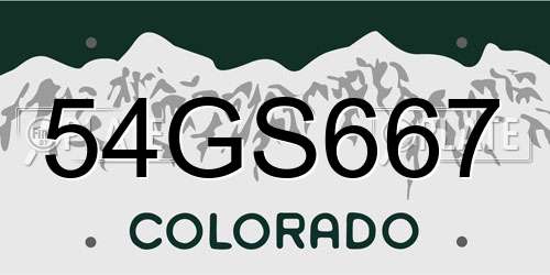 54GS667 Colorado License Plate