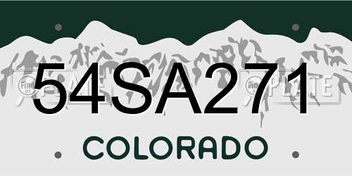 54SA271 Colorado License Plate