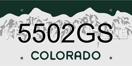 5502GS Colorado License Plate