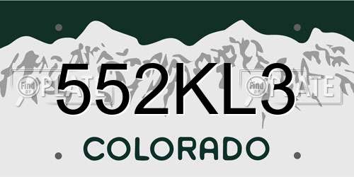 552KL3 Colorado License Plate