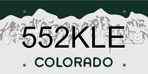 552KLE Colorado License Plate