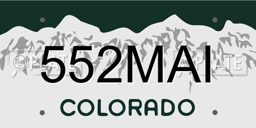 552MAI Colorado License Plate