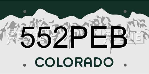 552PEB Colorado License Plate